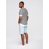 Ombre Men's knitted t-shirt with navy stripes and openwork weave - black and white | shoptok.hr