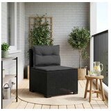 vidaXL Fotelja za jedan s Jastucima Izgled Ratan PP Antracit - Antracit Srednja sofa s antracit jastučićem i jastučićem za leđa | shoptok.hr
