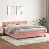  Krevet s oprugama i madracem ružičasti 160x200 cm baršunasti | shoptok.hr
