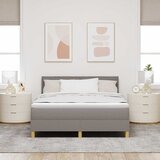 LED Box Spring Krevet Sivo-smeđa 140 x 200 cm tkanina | shoptok.hr