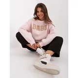 Fashionhunters Light pink hoodie with inscription