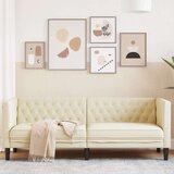 vidaXL Fotelja Chesterfield 3-sjed krem umjetna koža | shoptok.hr