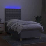  Box spring postelja z vzmetnico LED svetlo siva 90x190 cm blago, (20789403) | Shoptok.si