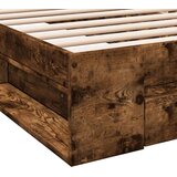 vidaXL Posteljni okvir s predalom dimljen hrast 90x190 cm inž. les | Shoptok.si