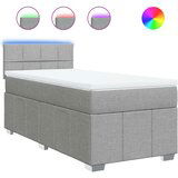 vidaXL Box spring postelja z vzmetnico svetlo siva 90x200 cm blago | Shoptok.si