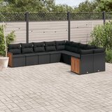 vidaXL 10-dijelni set vrtnih sofa s jastucima crni od poliratana | shoptok.hr