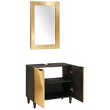 vidaXL Kompleti pohištva za kopalnico s polico 2 pcs Črna in zlata | Shoptok.si