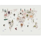  Foto tapeta - Beige World - Continents With Animals in Muted Colours 200x140 Standard | shoptok.hr