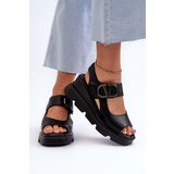 VINCEZA Women's Black Wedge and Platform Sandals in Eco Leather Triaola | ePonuda.com