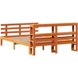  Okvir kreveta s uzglavljem voštano smeđi 135x190 cm od borovine | shoptok.hr