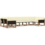 vidaXL Zunanja garnitura za sedenje z blazino 7 pcs Naravna in smetana, (5000273138) | Shoptok.si