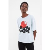 Trendyol Blue Printed Loose Knitted T-Shirt | Shoptok.si