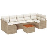 vidaXL 8-dijelni set sofa za vrt s jastučićima Bež Poli Ratan Akacija, 2-sjedna vrtna sofa s pohranom i jastučićima Bež Poli Ratan Cijene