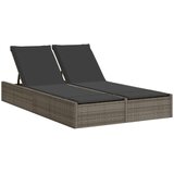 Maison Chic Dvojni Ležalnik - Sončna ležalnik z blazinami siv poli ratan, (22043512) | Shoptok.si