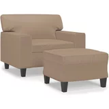 vidaXL Fotelj s stolčkom za noge kapučino 60 cm umetno usnje, (20910023)