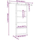  Klizna vrata Prirodna 90 x 208 cm Masivna borovina | shoptok.hr