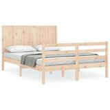 Maison Chic Posteljni Okvir - Dvoposteljna postelja z vzglavjem 140x200 cm trden les, (22080606) | Shoptok.si