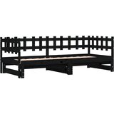  Dnevni ležaj na izvlačenje crni 2x(90x200) cm masivna borovina | Eponuda.com