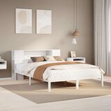 vidaXL Krevet s regalom z knjige bez madraca bijeli 120x200cm borovina | shoptok.hr