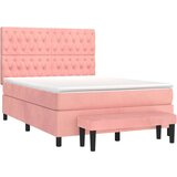  Krevet s oprugama i madracem ružičasti 140x190 cm baršunasti | shoptok.hr