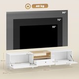  TV ormarić 200 cm za televizore do 90 inča 2 pretinca s preklopima otvoreni pretinac ladica 8 nogu iverica bijela | shoptok.hr