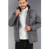 River Club Men's Anthracite Hooded Water And Windproof Thick Fleece Winter Coat&coat&parka.
