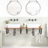  Zidna polica za umivaonik od čelika i masivnog bagremovog drva Smeđa 120 x 50 x 2 cm | Shoptok.si