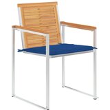  Vrtni stoli z blazinami 2 kosa trdna tikovina in jeklo, (20964104) | Shoptok.si