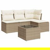 Maison Chic Seti vrtnega pohištva - Vrtna garnitura - Vrtni pohištvo set 5-delna z blazinami bež poli ratan, (21819092) | Shoptok.si