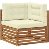  Vanjska kutna sofa Čvrsto drvo akacije Prirodna - Prirodna boja i krem kutna sofa | shoptok.hr