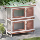  Vanjska kućica za zečeve s 4 vrata crvena drvena | shoptok.hr