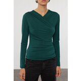 Trendyol Emerald Green Drape Detailed Fitted Long Sleeve Stretchy Knitted Blouse | Eponuda.ba