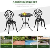  Vodootporni bistro set za 2 osobe: 1 stol + 2 stolice s otvorom za suncobran pogodan za više lokacija aluminij crna | shoptok.hr
