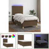 The Living Store Box spring postelja z vzmetnico LED temno rjava 100x200cm blago - Box Spring Postelja, (21737336) | Shoptok.si