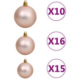 vidaXL Umjetna predsvetljena božićna jelka s kompletom kroglica Zelena | Shoptok.si