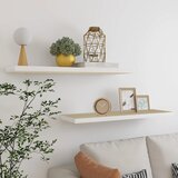 vidaXL Plutajuće zidne police 2 kom hrast i bijele 90x23,5x3,8 cm MDF Cijene