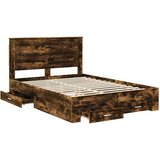  Krevetna konstrukcija s ladicama Dimljeni hrast 140 x 190 cm | shoptok.hr