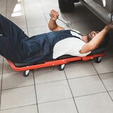  2 v 1 deska/voziček za delavnico, deska s 6 kolesi in oblazinjenim sedežem, nosilnost do 160 kg, črna | Shoptok.si