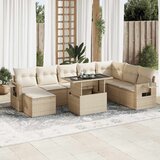 vidaXL 9-dijelni set vrtnih sofa s jastucima bež od poliratana | shoptok.hr