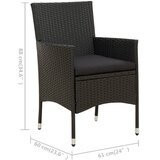  7-dijelni vrtni blagovaonski set od poliratana s jastucima crni | shoptok.hr