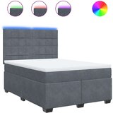 vidaXL Box spring postelja z vzmetnico temno siva 160x200 cm žamet | Shoptok.si