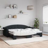  The Living Store Izvlečna dnevna postelja temno črna 80x200 cm blago - Izvlečna Dnevna Postelja, (21458008) Cene