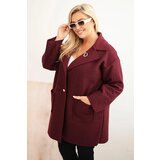 Kesi Włoski Women's Plus Size coat shearling with wool and pockets plum Cijene