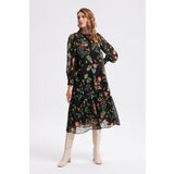 Gusto Floral Casual Dress - Black Cene