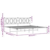  Metalni okvir za krevet s uzglavljem bijeli 193x203 cm | shoptok.hr
