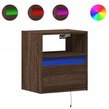 Maison Chic Stenska Nočna omarica - Nočna miza z LED lučkami rjavi hrast, (21688473) Cene