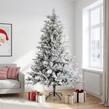  Umjetno božićno drvce s nogom 240 cm PVC i metal - Zelena i bijela 240 cm bez LED svjetala | shoptok.hr