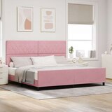 vidaXL Ružičasti Baršunasti Krevet S Okvirom 200x200 cm | shoptok.hr