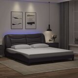  Okvir kreveta s LED svjetlima sivi 180 x 200 cm od umjetne kože | shoptok.hr