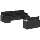  9-dijelni set vrtnih sofa s jastucima crni od poliratana Slike